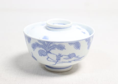 明治後期～大正銅判鼠大根図蓋茶碗①