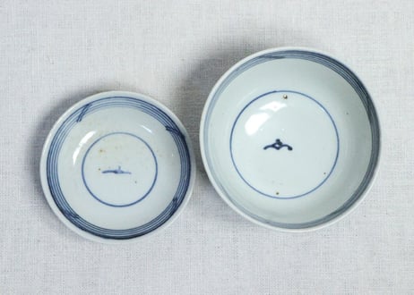 江戸幕末染付輪線に梅図飯茶碗➁　フリモノ,歪み