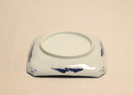 江戸後期染付船上人物図角皿①
