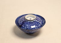 明治前期紙刷菊と唐草文蓋茶碗