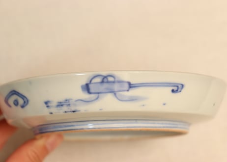 明治前期色絵牡丹図縁立ち5寸皿