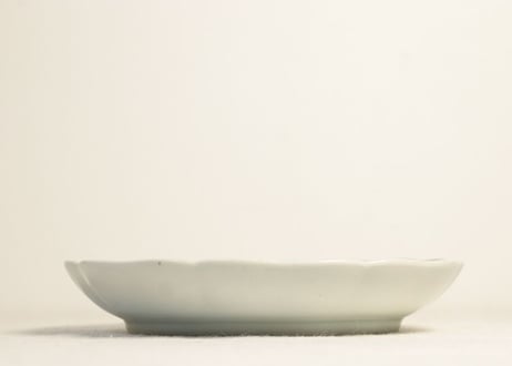 江戸幕末染付柳に牡丹図7寸皿