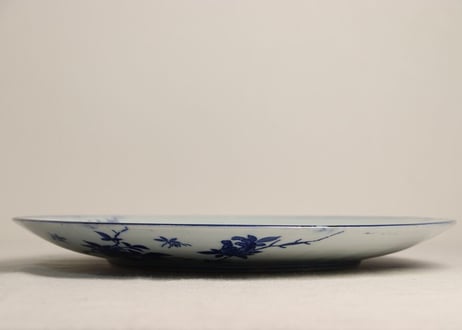 明治前期紙刷松と唐子図尺二寸皿