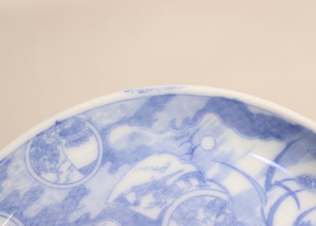 明治後期～大正銅判花図窓絵散らし小皿