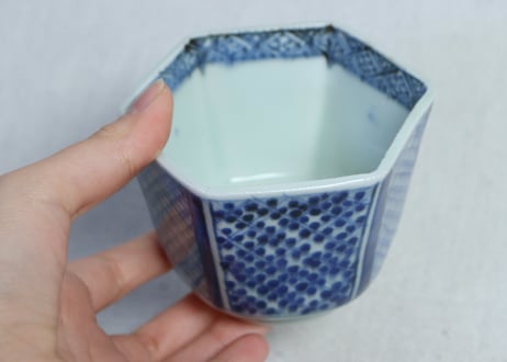 江戸後期染付幾何学文図角向付