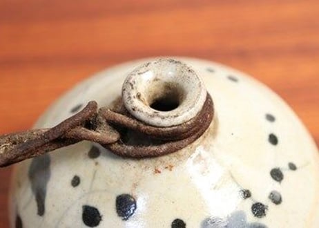 江戸中期染付竹梅図油壷(鉄線取手付)