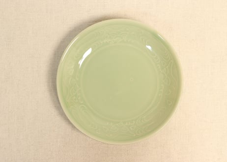 江戸前期 染付 菊流水紋 葉型小皿 江戸前期 染付 菊流水紋 葉型