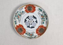 明治前期色絵流水に菊と青玉図小皿