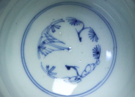 明治前期色絵鶉図向付①　5客組