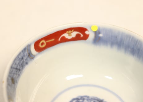 明治前期色絵兎図通り物飯茶碗②ひっつき,蓋少甘手