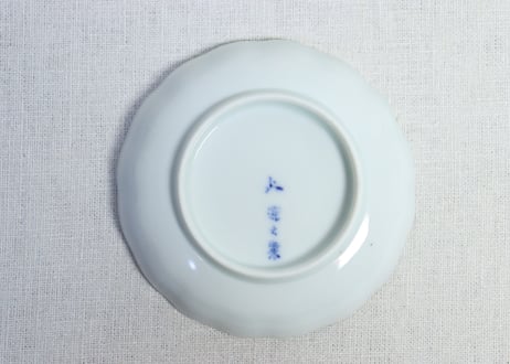 明治後期～大正源六製染付山水図小皿