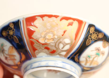 明治前期色絵牡丹と松図蓋茶碗