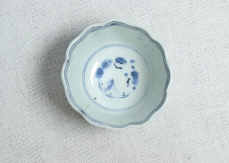 江戸幕末染付微塵唐草図通り物向付　5客組