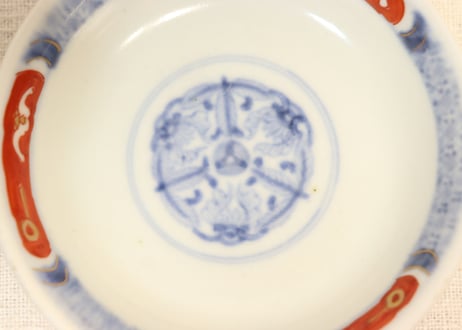 明治前期色絵兎図通り物飯茶碗②ひっつき,蓋少甘手