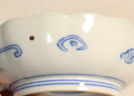 明治前期色絵桃と竹に牡丹図なます皿