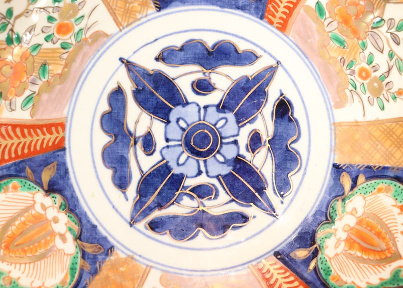 明治前期色絵六方に牡丹図7寸皿① | 吉祥寺PukuPuku