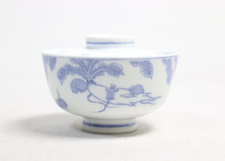 明治後期～大正銅判鼠大根図蓋茶碗①