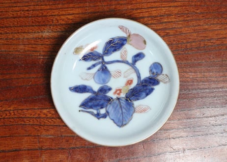 江戸中期色絵茄子図小皿　5客組