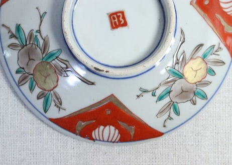 明治前期色絵三方に桃図蒸茶碗