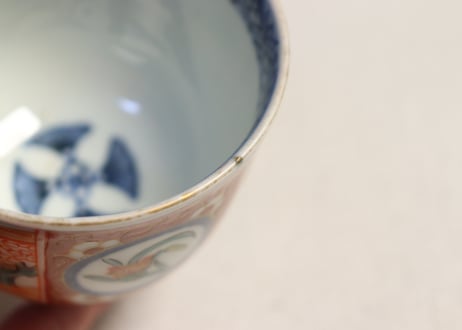 江戸後期色絵水仙と桜図向付 5客組