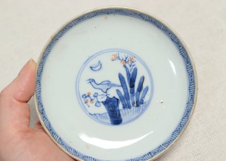 明治前期色絵柳に鮎図蓋茶碗①