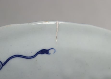 明治後期～大正銅判武者図9寸皿 山仁製 窯傷