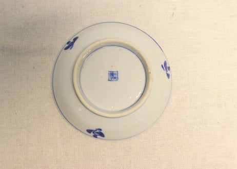 明治後期～大正染付筏人物図小皿
