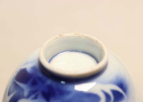 大正~昭和戦前吹き墨芦と水鳥図湯吞