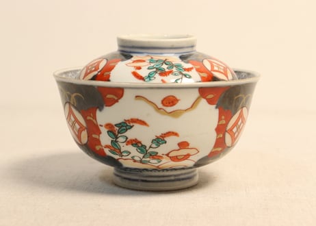 明治前期色絵萩と七宝文図飯茶碗②小ニュウ