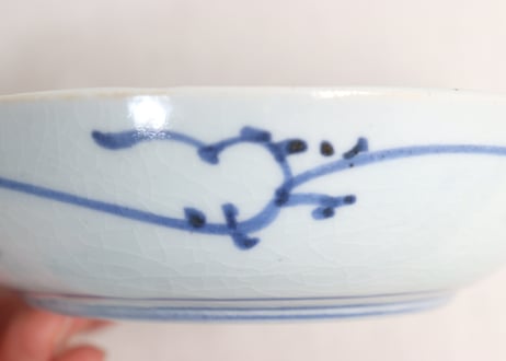 江戸中期染付菊図なます皿①甘手,小ホツ