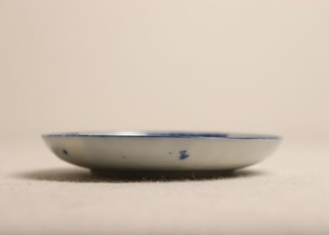 明治前期紙刷気球と洋装人物図小皿