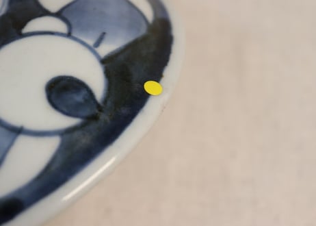 江戸後期染付羽根図三段重　蓋,取手ホツ