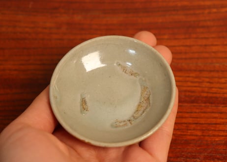 江戸幕末灰釉豆皿　5客組　窯傷込