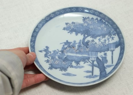 明治後期~大正銅判夜桜花見図6寸皿