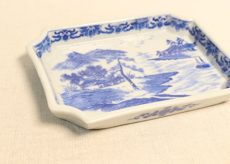 明治後期～大正銅判山水図長角皿② かたつき | 吉祥寺PukuPuku