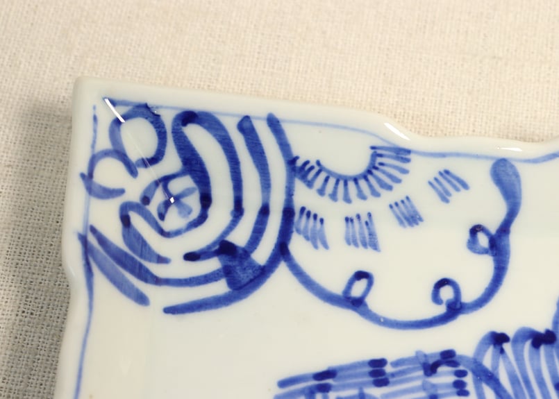 安南 染付 尾長鳥文様 吉祥紋 香合 金直し 骨董 古美術 安南 染付 尾長鳥文様 吉祥紋 香合 金直し 骨董 古美術