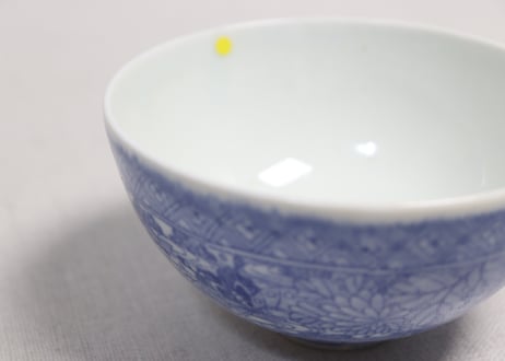 明治後期～大正銅判菊と蝶図蓋茶碗②少甘手