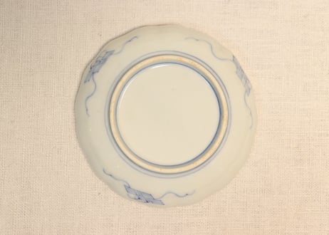 明治前期色絵松鶴図通り物小皿②　松薄め