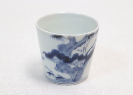 江戸中期松竹梅図猪口 高台ホツ