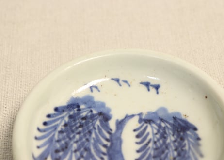 江戸中期染付柳図豆皿③トリ足