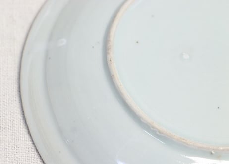 江戸幕末墨弾き三方に花図6寸皿 少かたつき