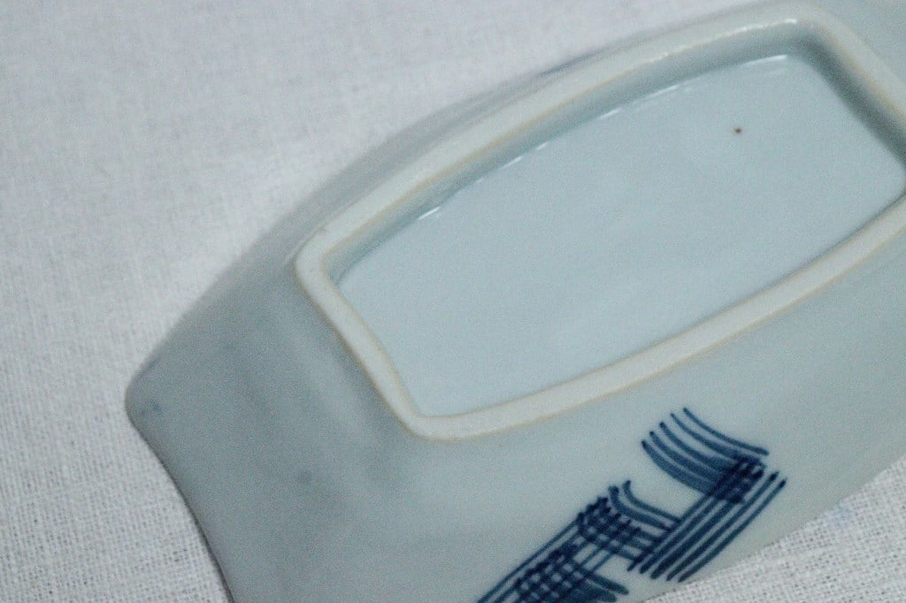 大正~昭和戦前染付幾何学文図舟形皿 | 吉祥寺PukuPuku