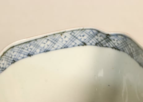 明治前期色絵富士と鷹に兜図角向付 ５客組