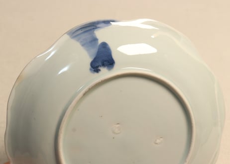 江戸幕末染付八方に釧図６寸皿①フリモノ