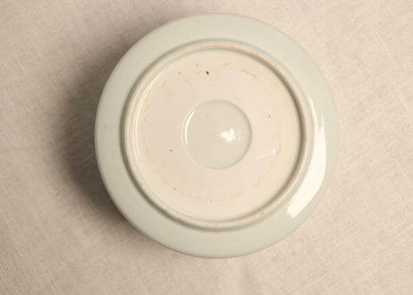 江戸幕末染付蝶と草花図火入れ,灰吹きセット