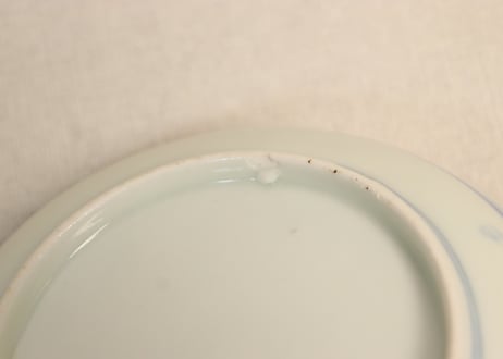 江戸幕末染付山水と牡丹図小皿 窯傷,フリモノ