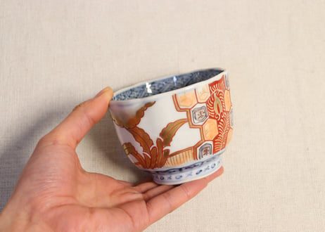 明治前期色絵芭蕉と亀甲図向付
