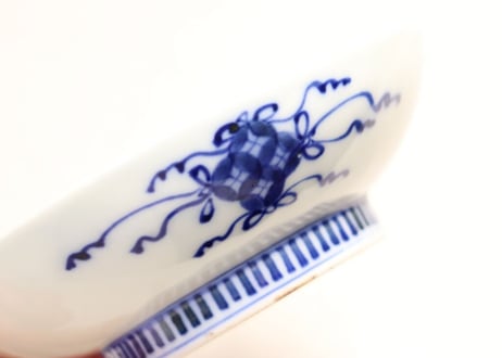 明治前期鍋島焼染付富士図5寸皿 ノミホツ,小ニュウ