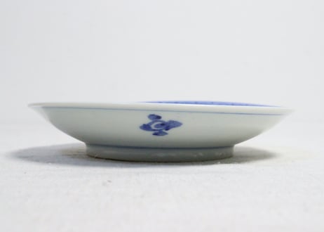 明治後期～大正染付葉と果物図５寸皿