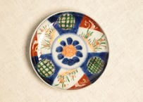 明治前期色絵三方菖蒲図小皿 少甘手